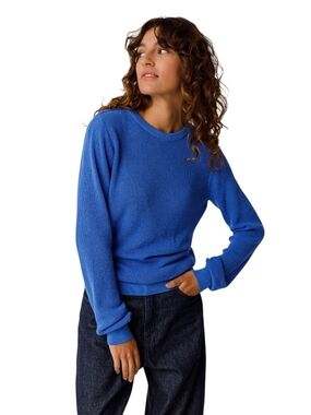 SKFK Iradi Indigo Blue Organic Cotton Textured Crewneck Sweater US Size 6 NWT